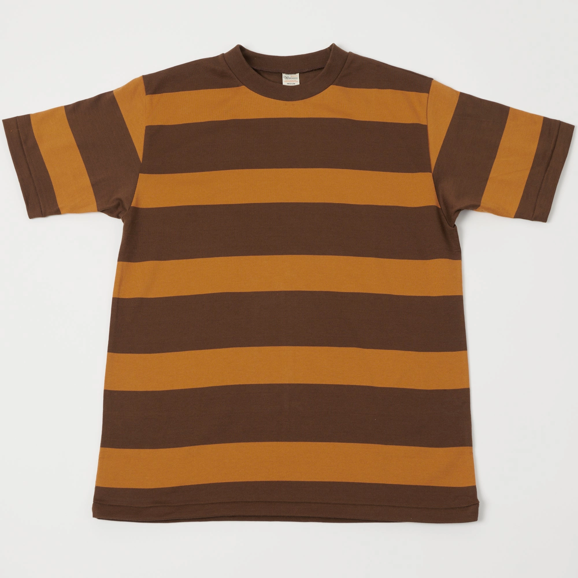 Travel Light Premium Cotton Warehouse & Co 4089 Border Stripe T-Shirt - Brown/Orange