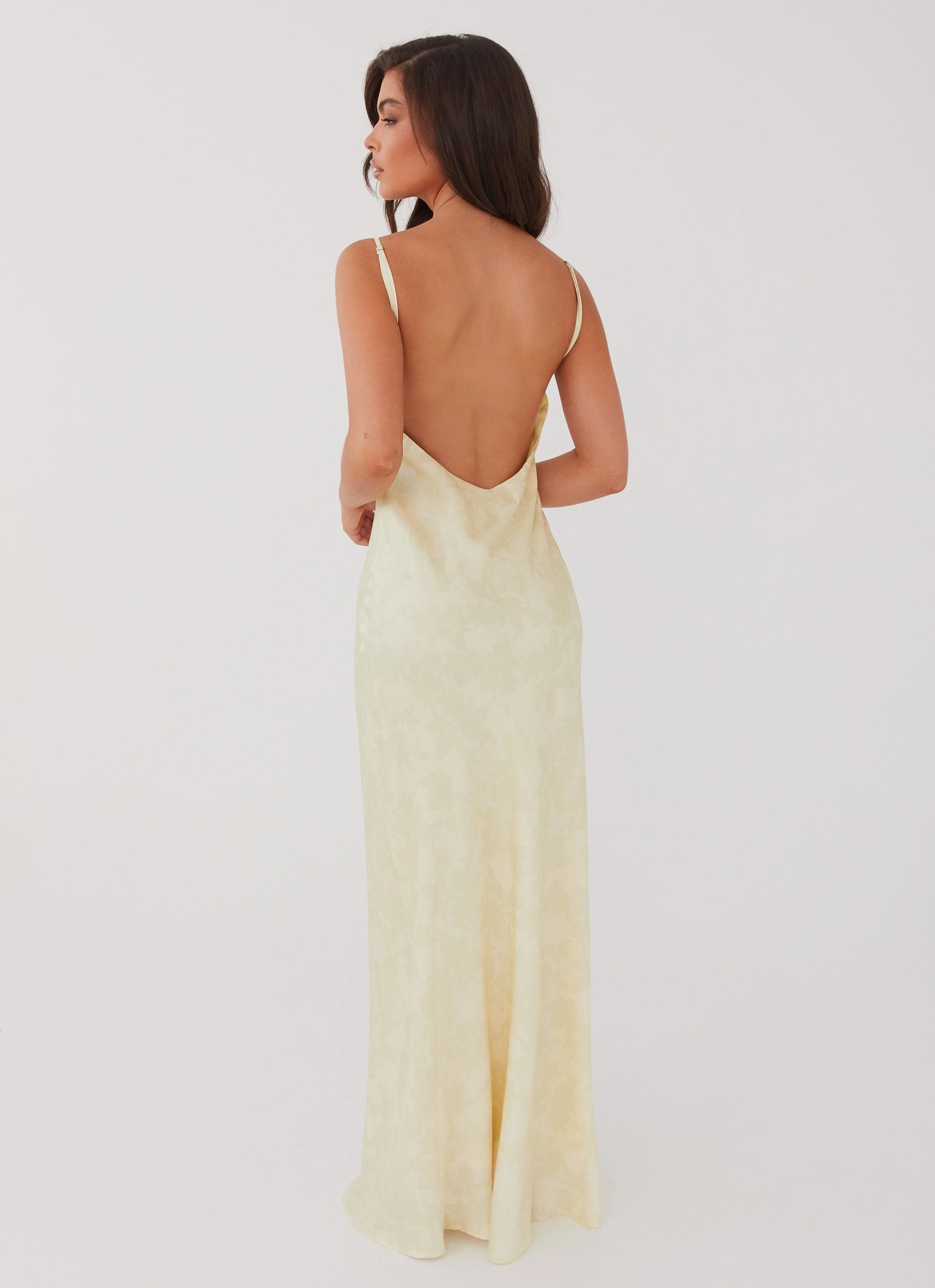 High-Low-Hem Farm Scene Sorrento Sun Maxi Dress - Yellow Floral