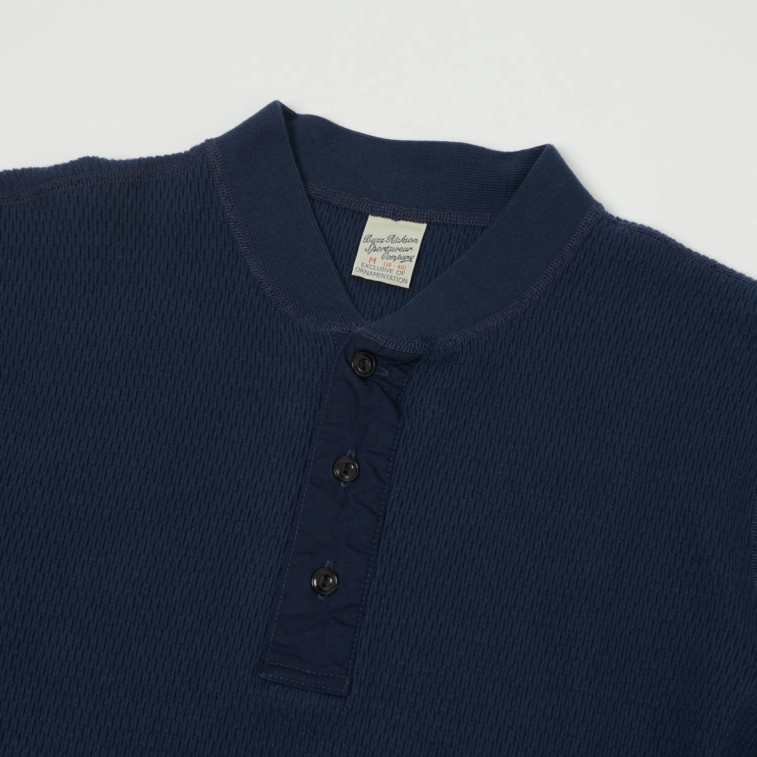 Chilly Day Wear Buzz Rickson's Long Sleeve Thermal Henley - Navy