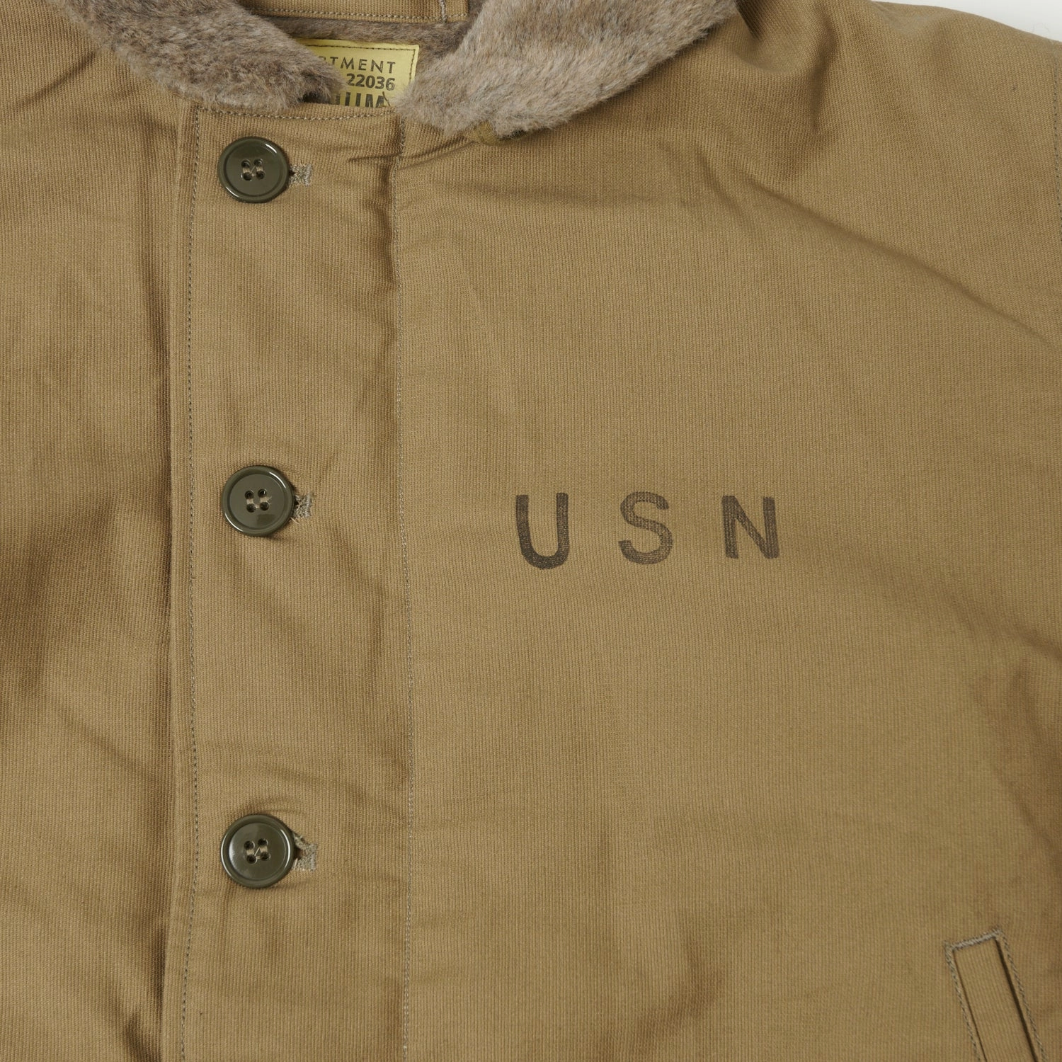Loose-fit Odor Control Fabric Buzz Rickson's U.S. Navy N-1 Deck Jacket - Khaki