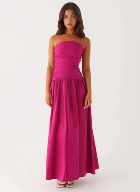 Calm Texture Carmel Maxi Dress - Fuchsia