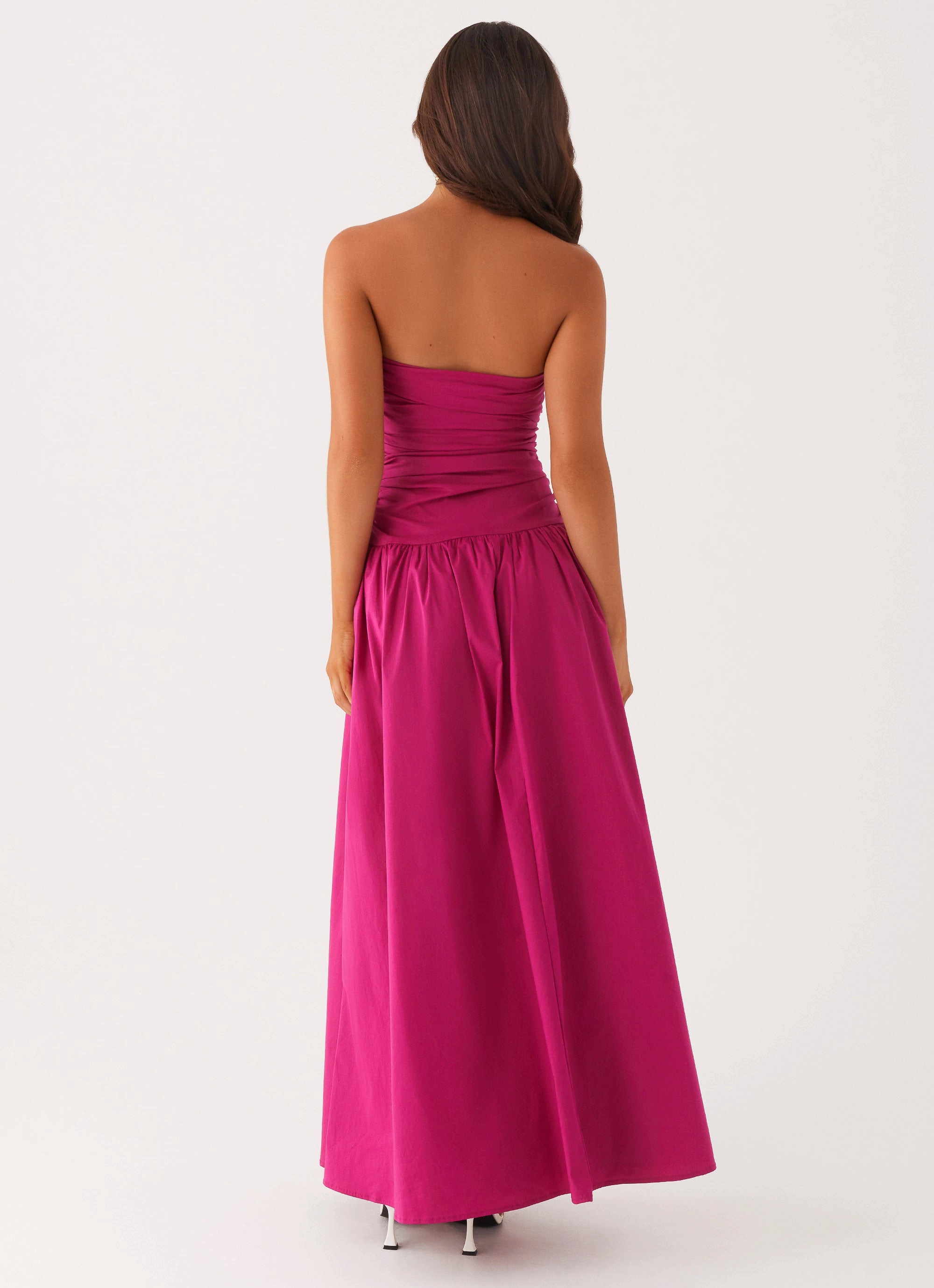 A Line Cut Carmel Maxi Dress - Fuchsia