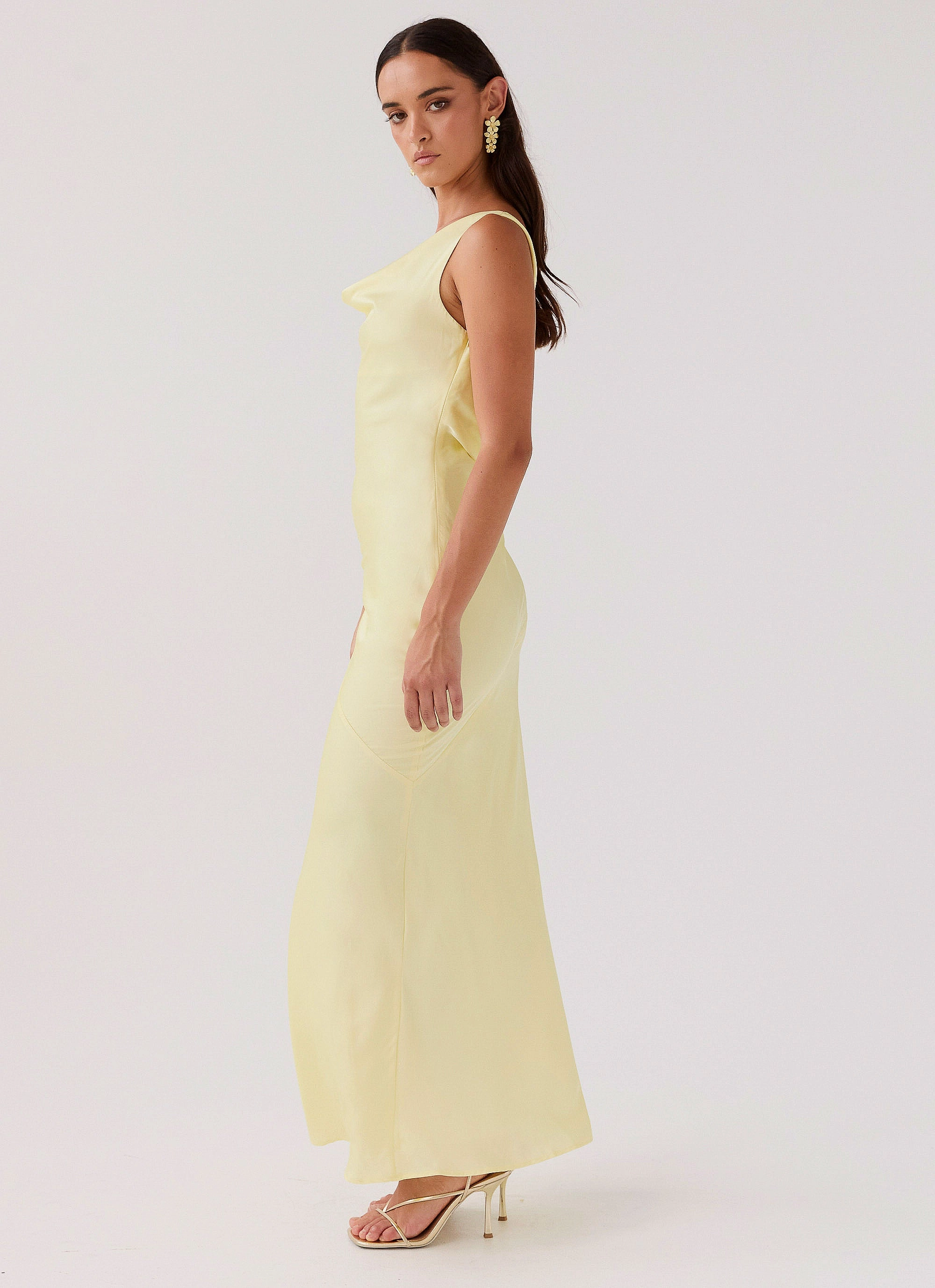 Artistic Vibe Wrinkle-Resistant Be Mine Satin Maxi Dress - Canary