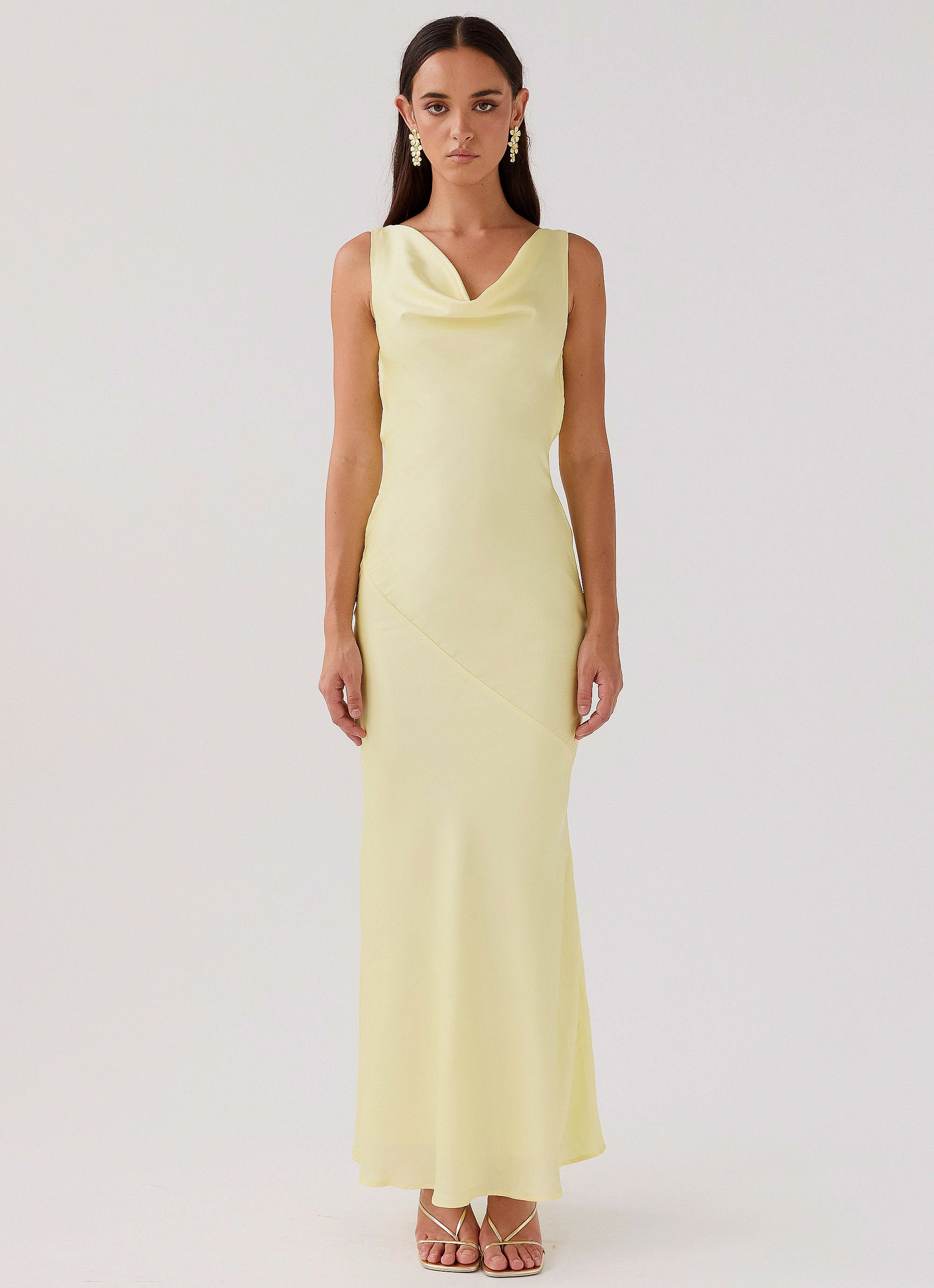 Artistic Vibe Elegant Fit Be Mine Satin Maxi Dress - Canary