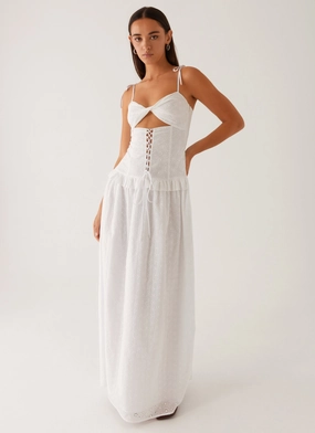 Reveria Twist Maxi Dress - Ivory Soft Gradient Insulating-Lining