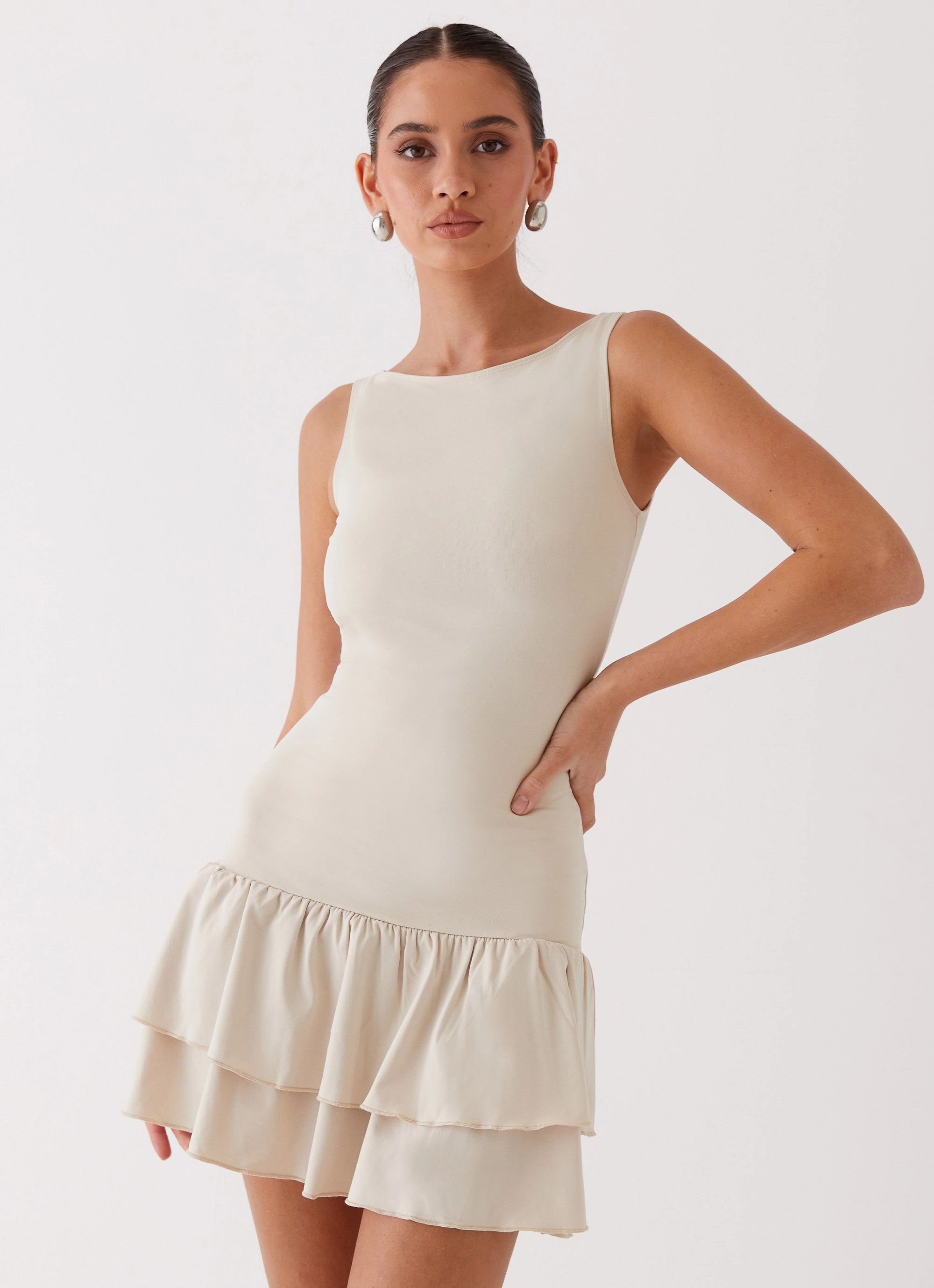 Rhiannon Frill Mini Dress - Ivory Bold Simplicity