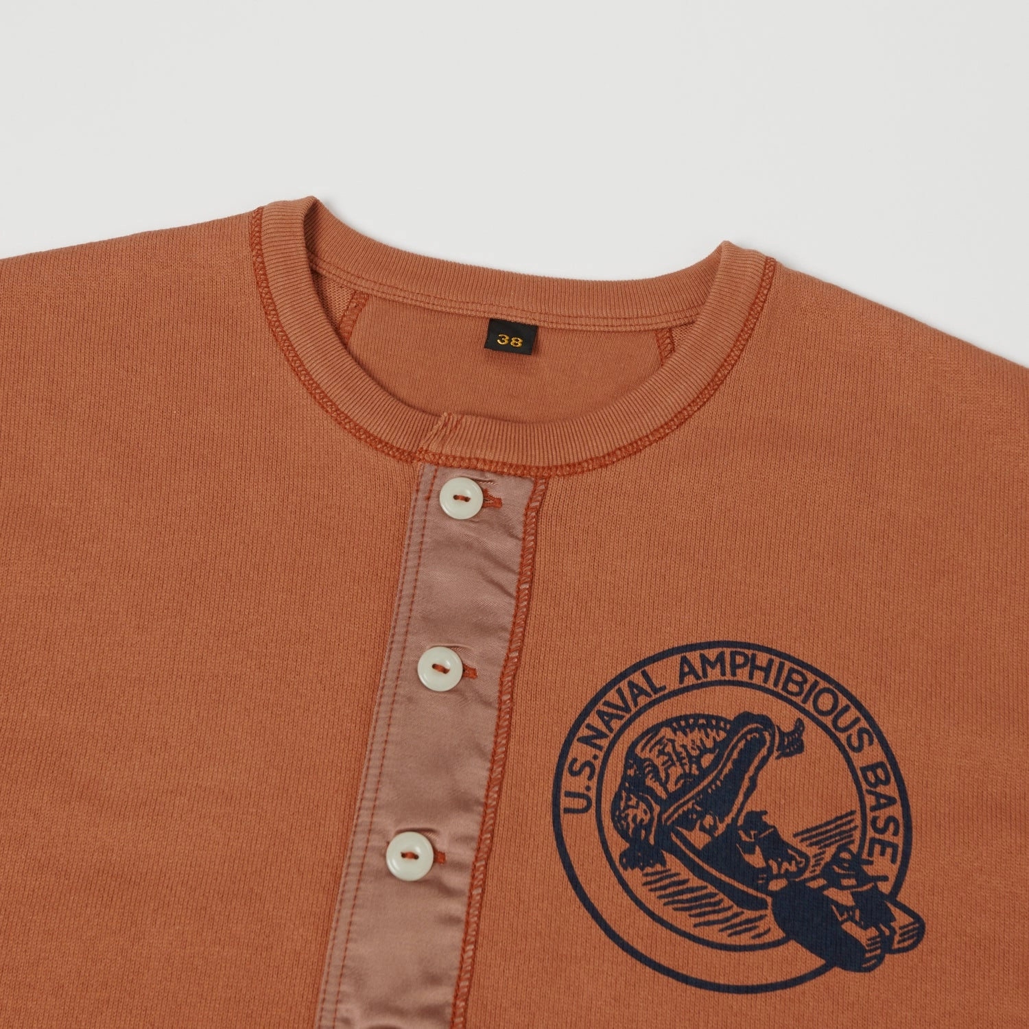 Classic Look Sustainable Production Process Freewheelers & Co Power Wear ??U.S Amphibious?? Long Sleeve Henley - Old Rose