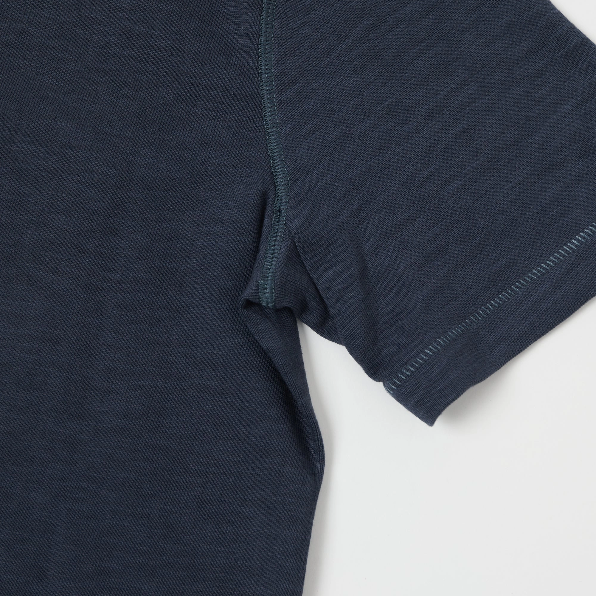 Active Wear Fit Minimalist Wear Merz b. Schwanen 2S04SL Heavyweight Short Sleeve Henley - Navy