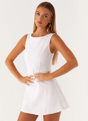 Rochelle Denim Mini Dress - White Comfy Comfort