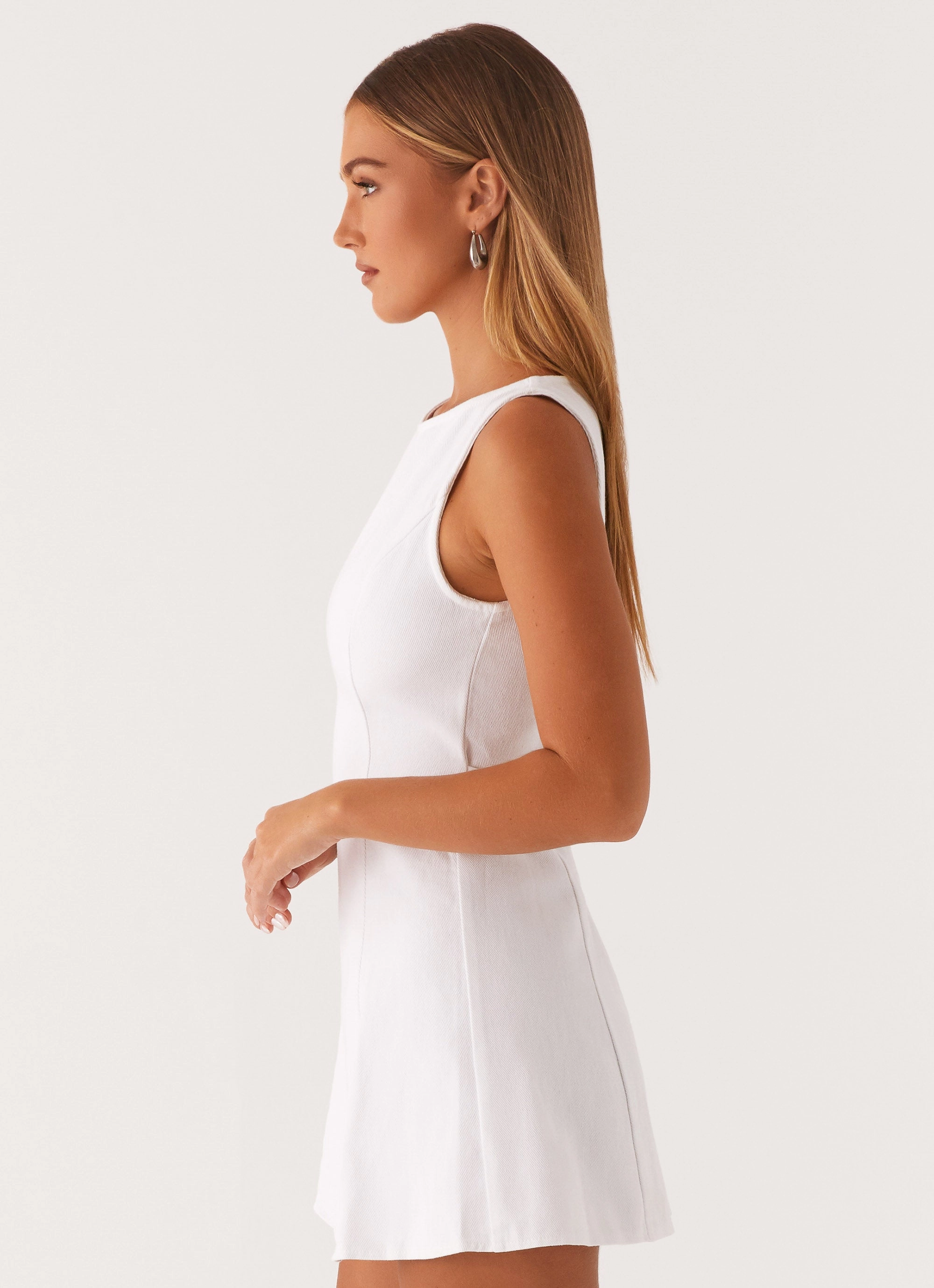 Soft and Chic Perfect Layers Rochelle Denim Mini Dress - White