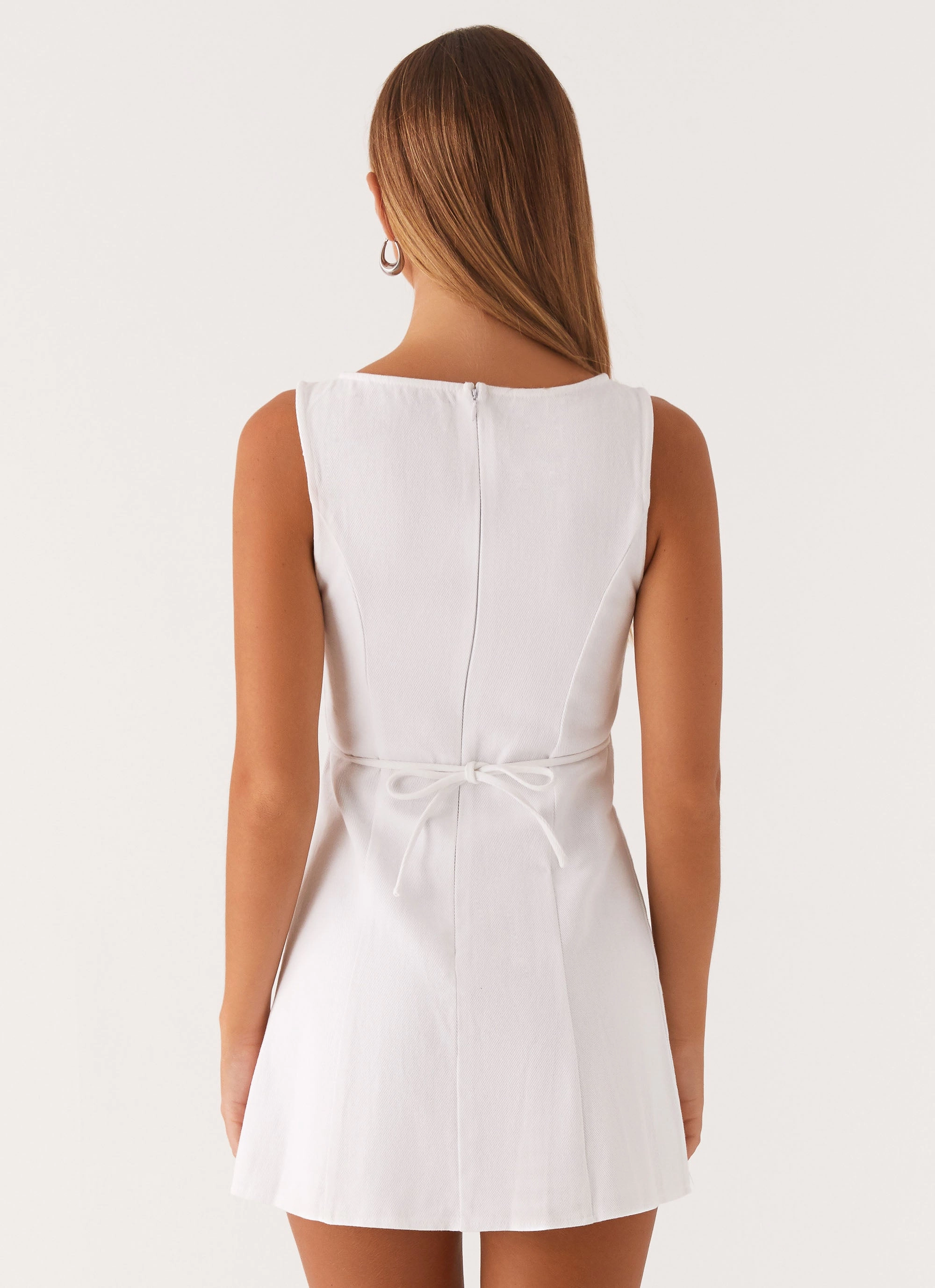 Cute Glow Smart Texture Rochelle Denim Mini Dress - White