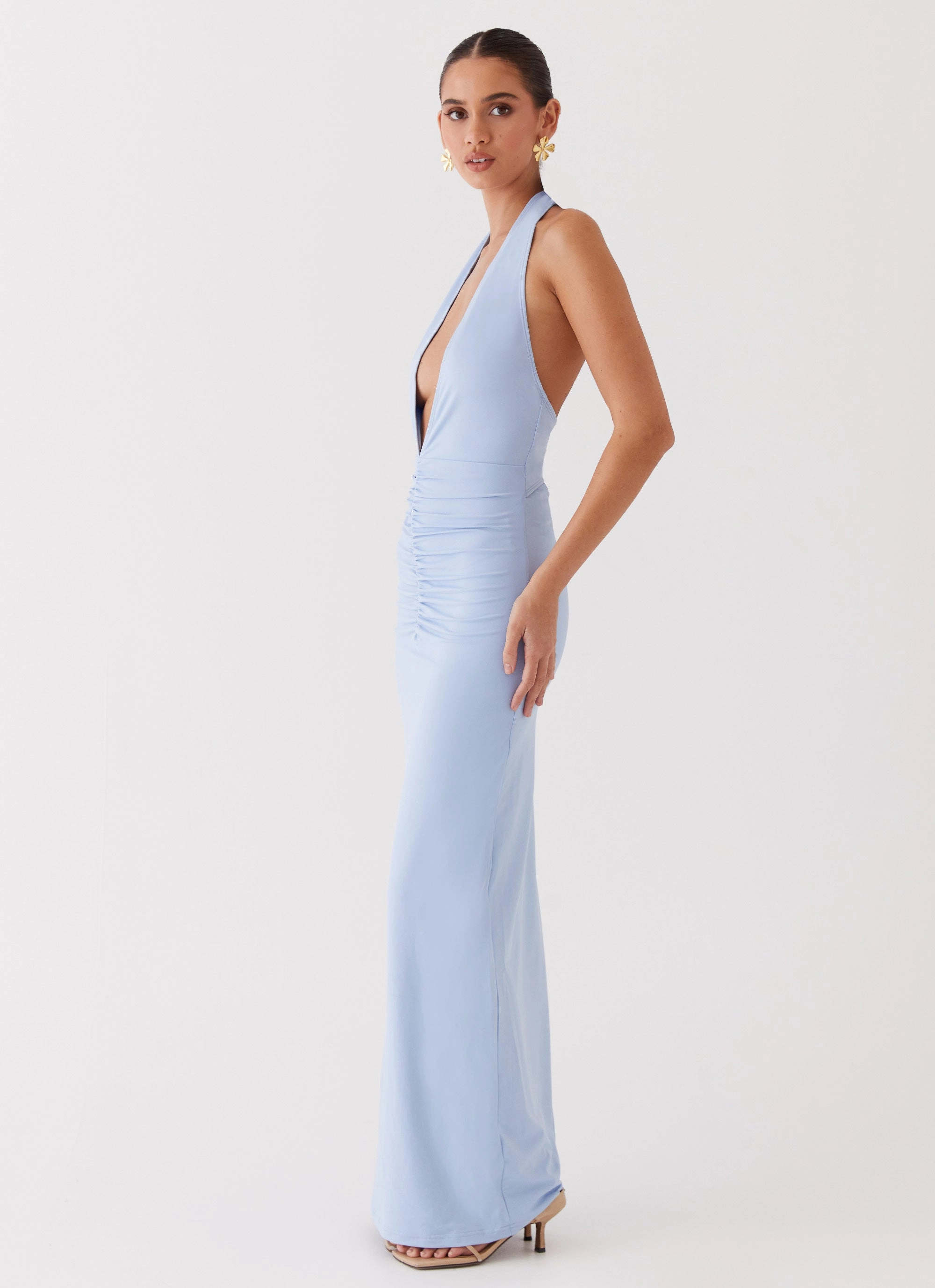 Fresh Tones Whisked Away Halterneck Maxi Dress - Blue