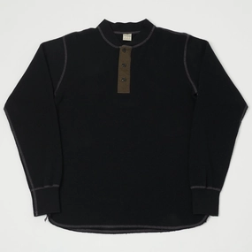 Buzz Rickson's Long Sleeve Thermal Henley - Black Perfectly Fit