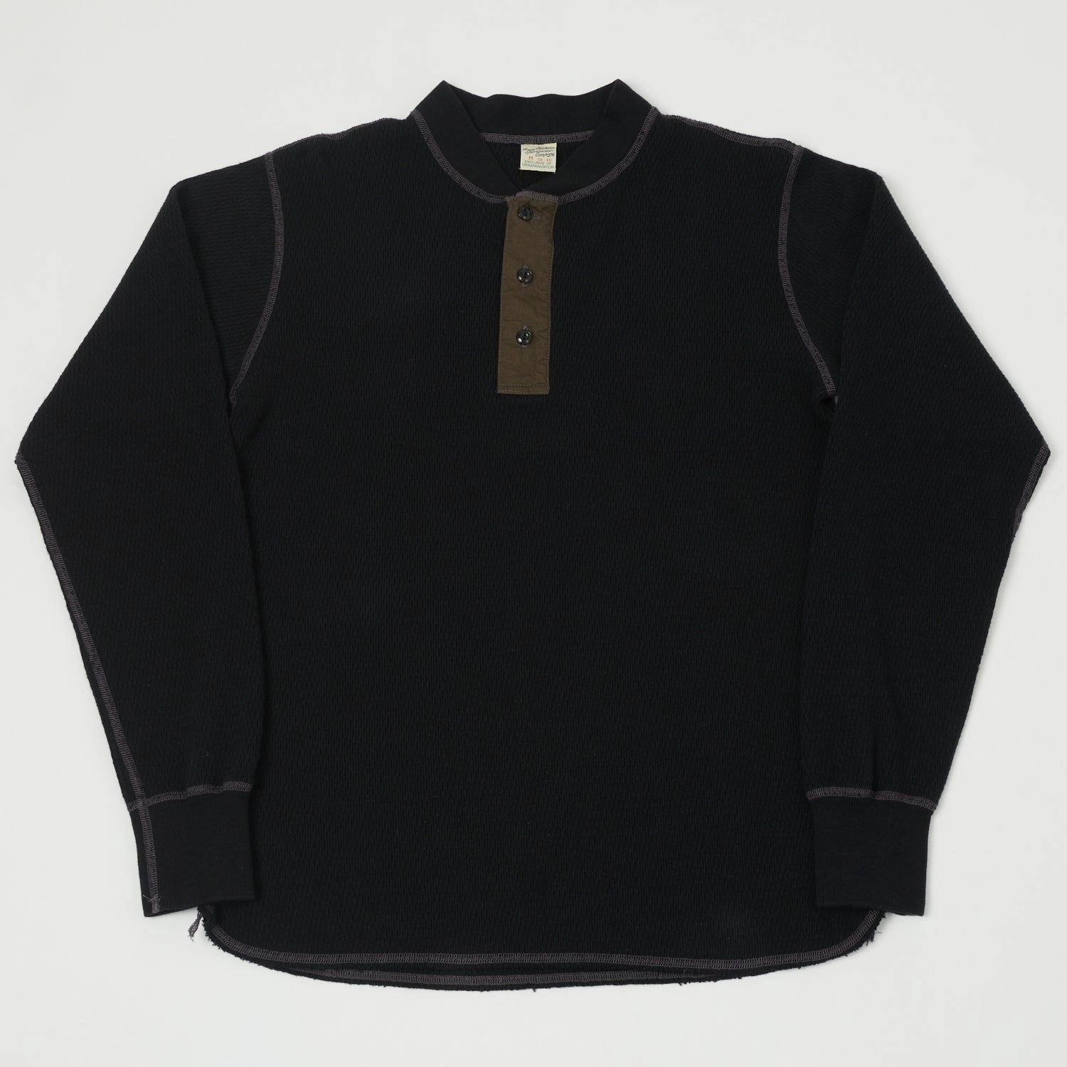 Quick Access Running Gear Buzz Rickson's Long Sleeve Thermal Henley - Black