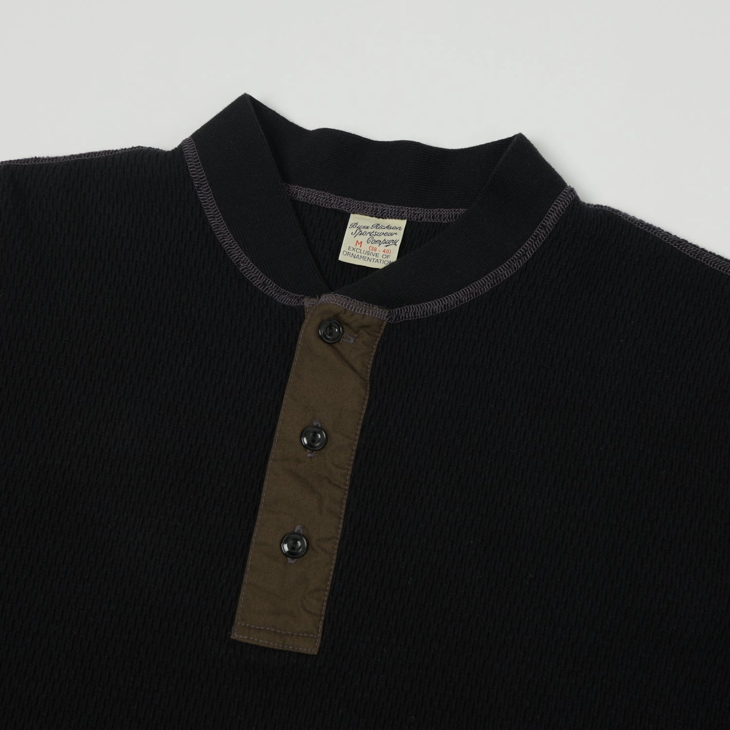 Perfect Layer Buzz Rickson's Long Sleeve Thermal Henley - Black
