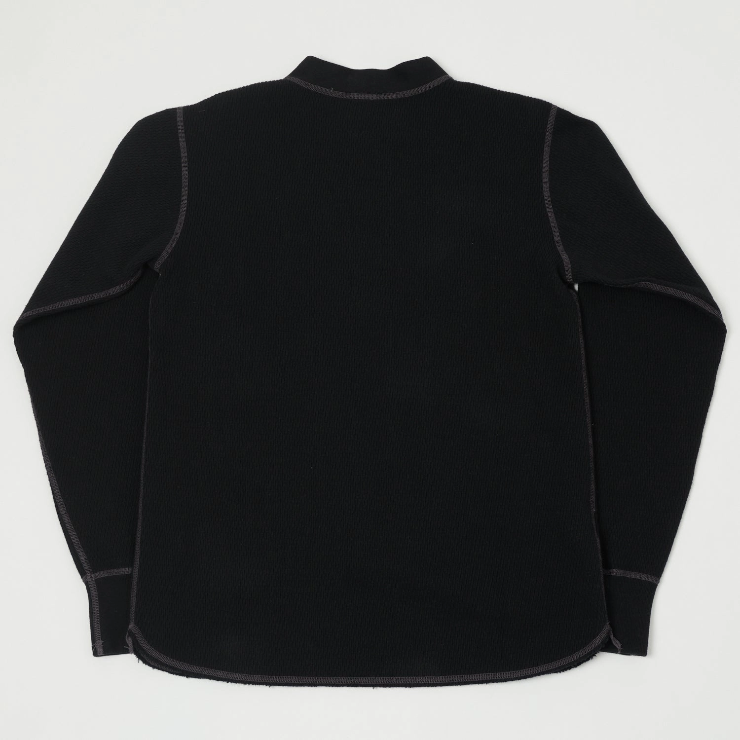 Buzz Rickson's Long Sleeve Thermal Henley - Black UV protection layer