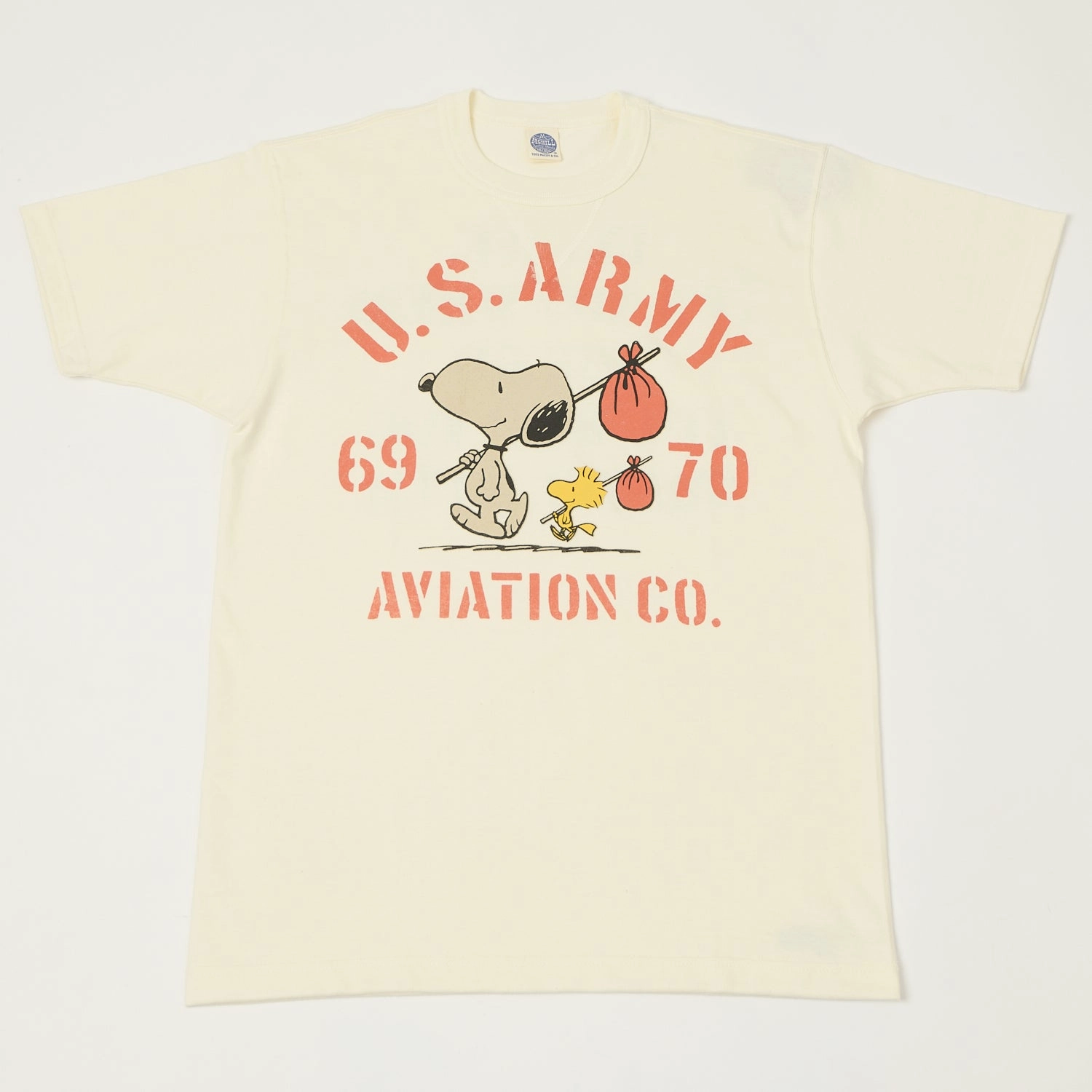 TOYS McCOY Snoopy 'U.S. Army Aviation Co' T-Shirt - Off White Fashionable Fit Cozy Vibe