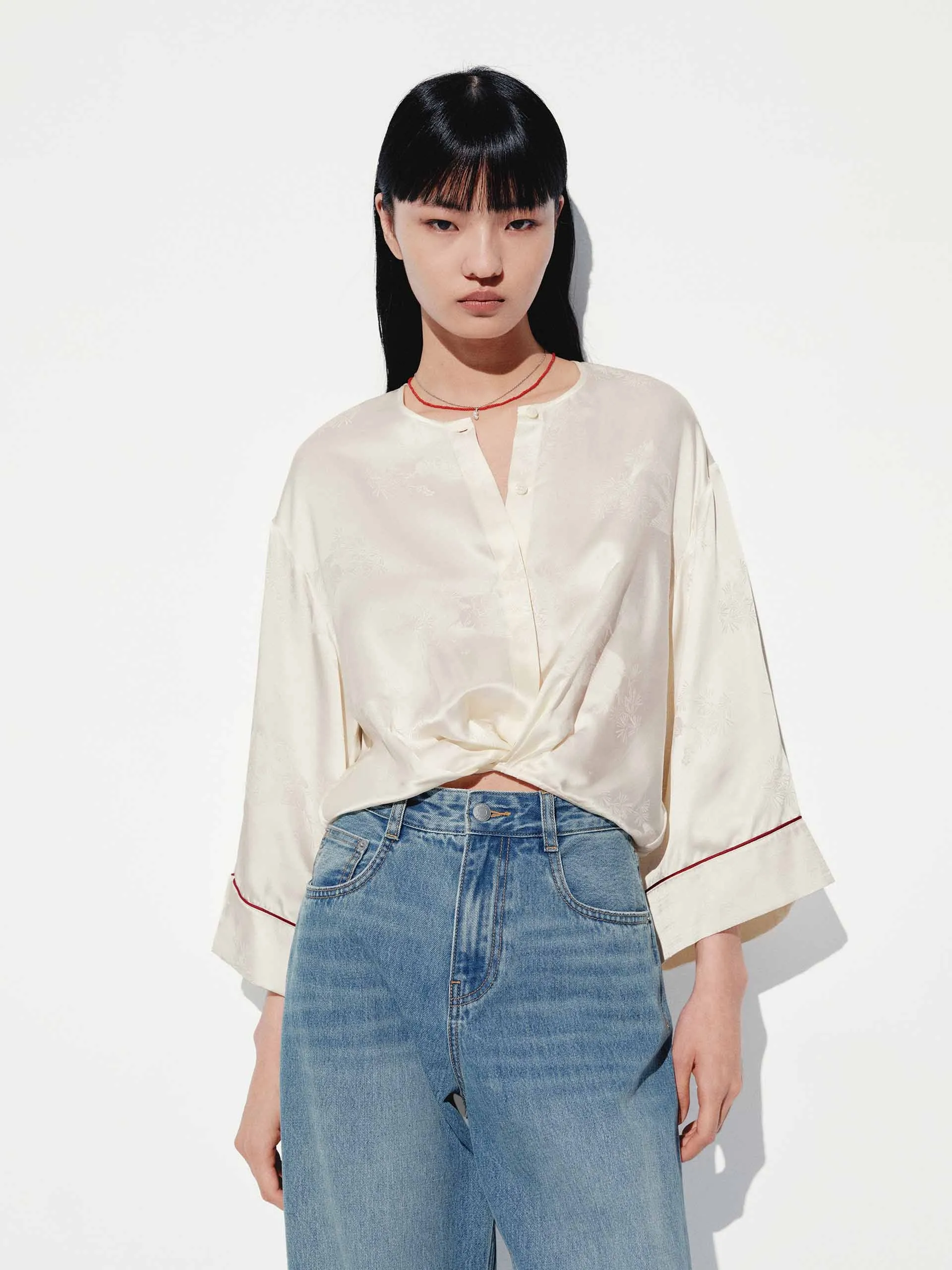 Comfort First Fit Round Neck Satin Blouse