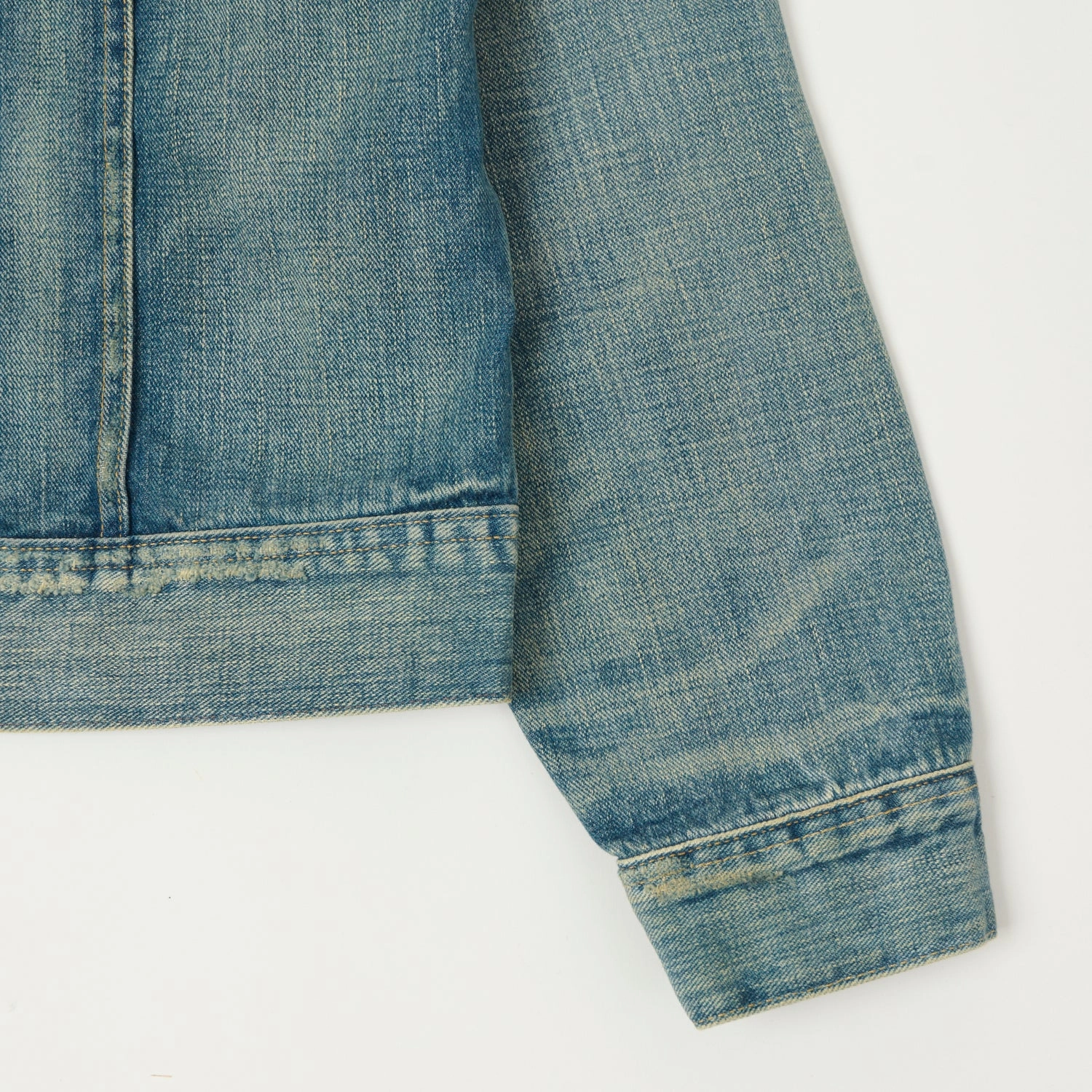 Full length RRL 'Leeland' Denim Trucker Jacket - Heavy Wash