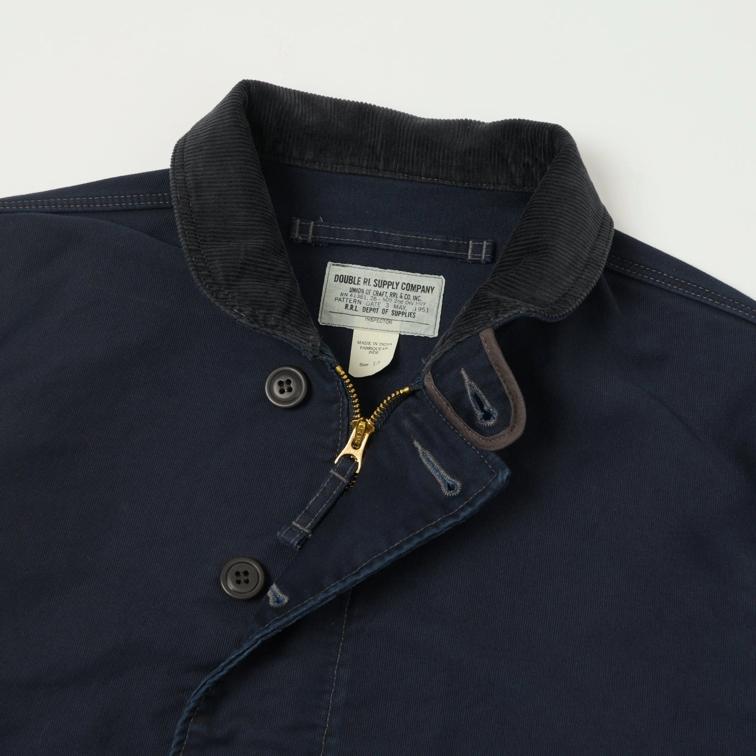 Layer Piece RRL Corduroy-Collar Deck Jacket - Navy