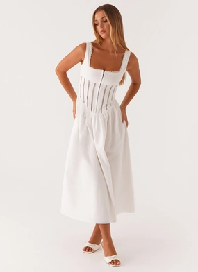 Waiting On You Midi Dress - White Lounge Comfort