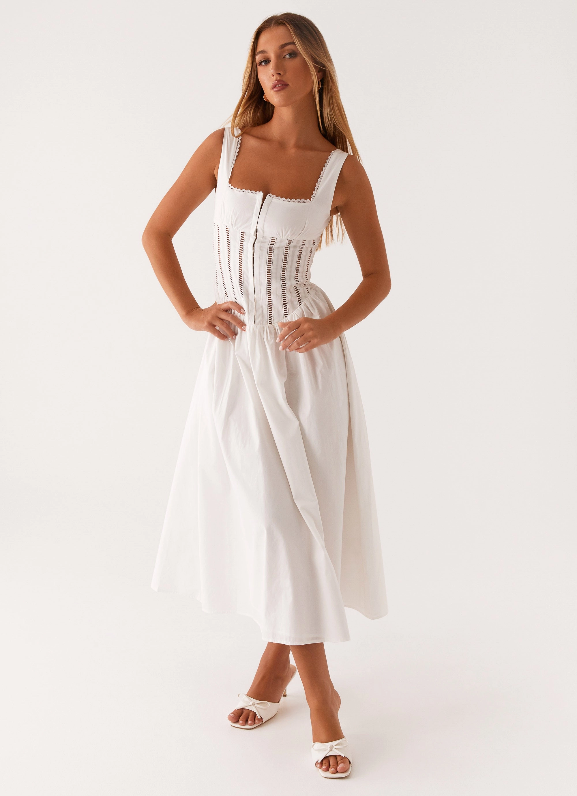 Radiant Mood Tailored Wear Waiting On You Midi Dress - White
