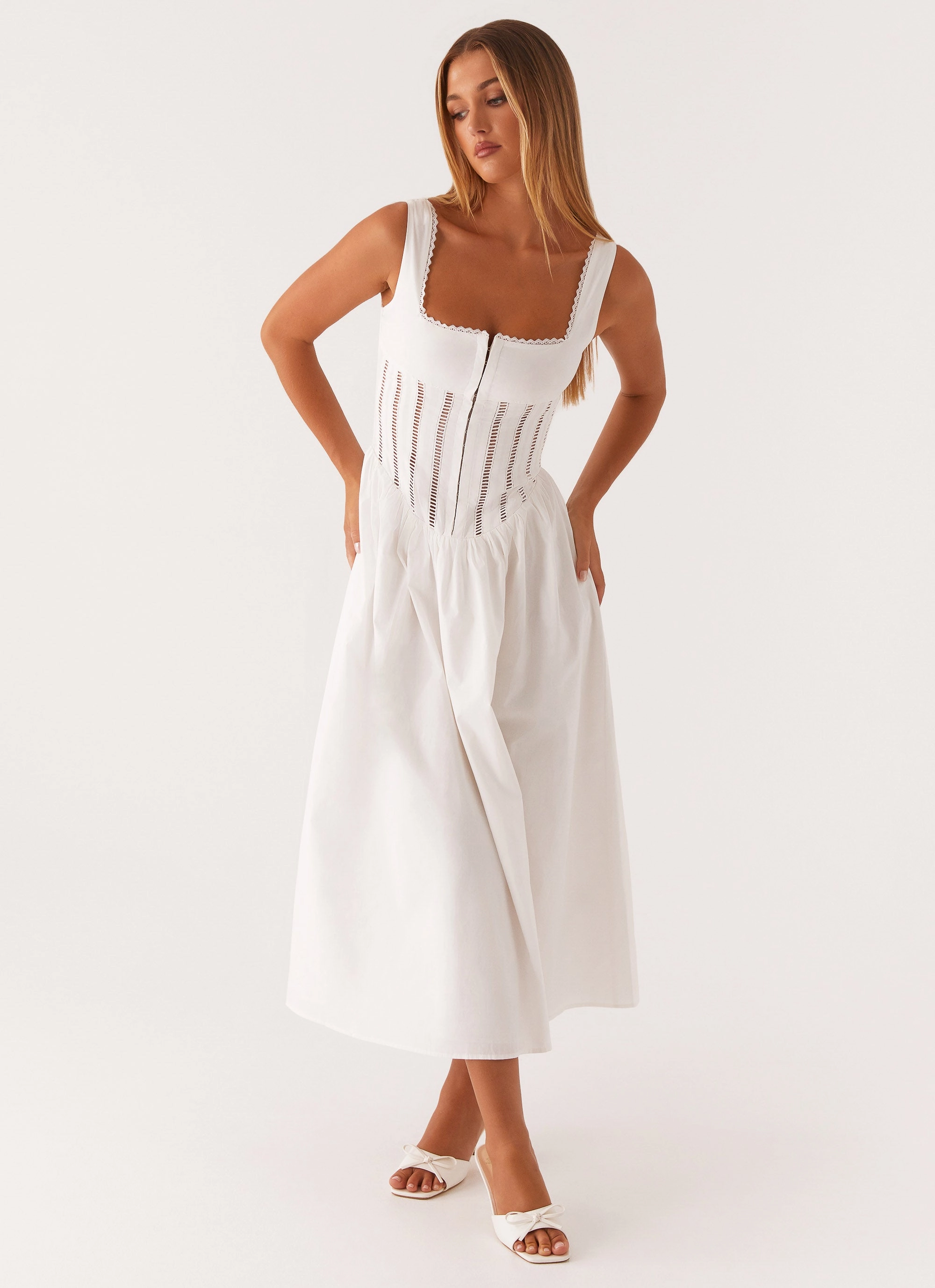 Waiting On You Midi Dress - White Lounge Comfort