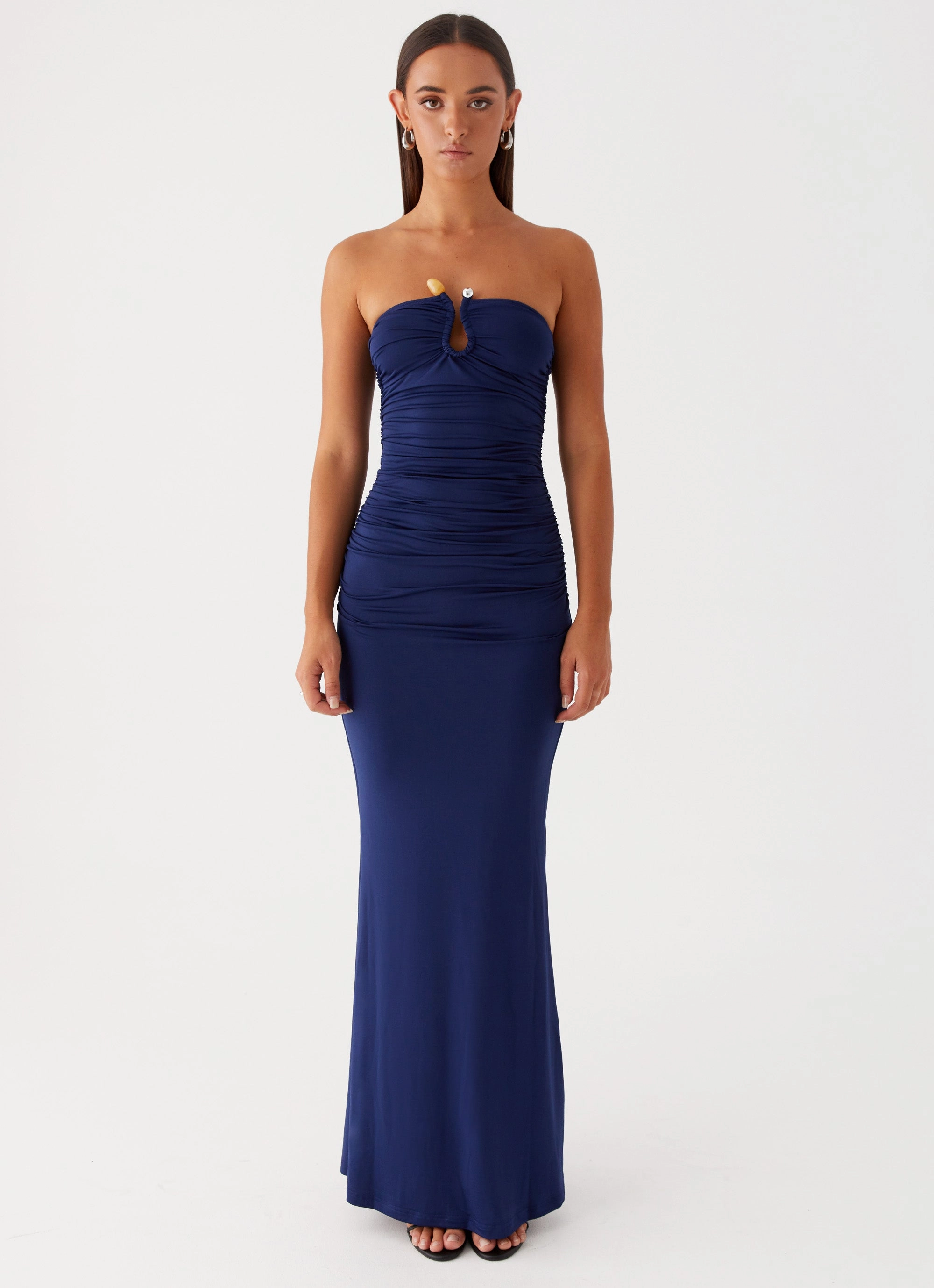 Rudy Maxi Dress - Navy Modern Motion Halter-Neck