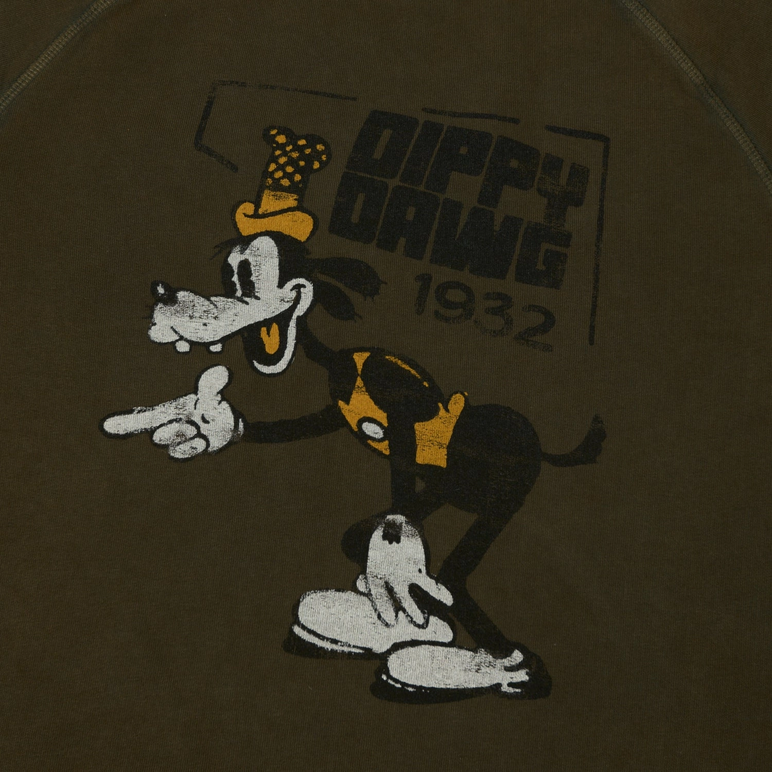 Flea-T 1950s Raglan 'Dippy Dawg' Sweatshirt - Brown Core Active durability test