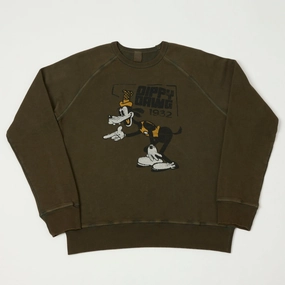 Flea-T 1950s Raglan 'Dippy Dawg' Sweatshirt - Brown Comfortable Hoodie