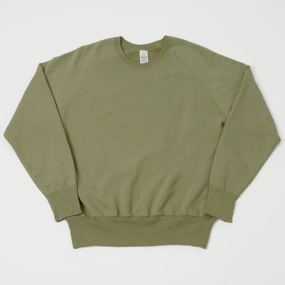 product mass produced efficiency product UV resistant protection Warehouse & Co 461 Raglan Sleeve Sweatshirt - Green