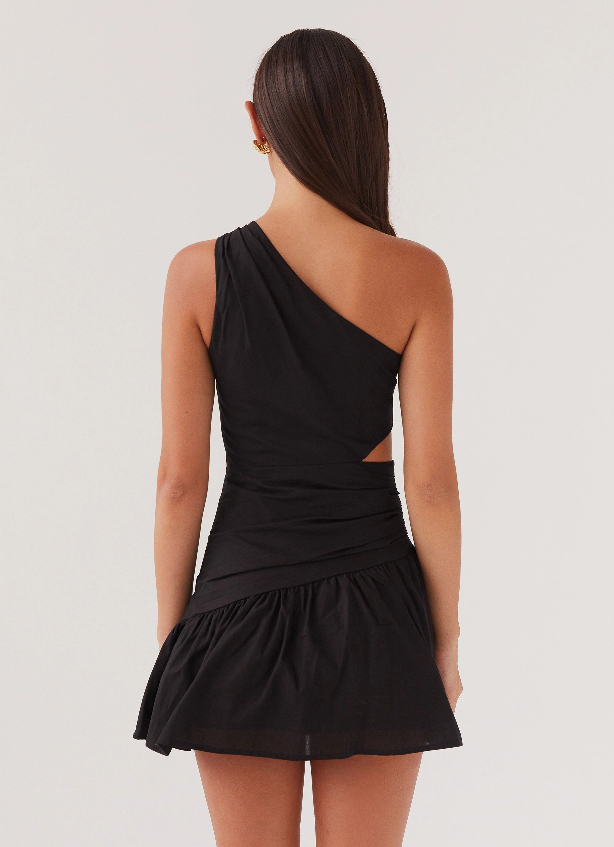 Sunkissed Hearts Linen Mini Dress - Black Trendy Cut