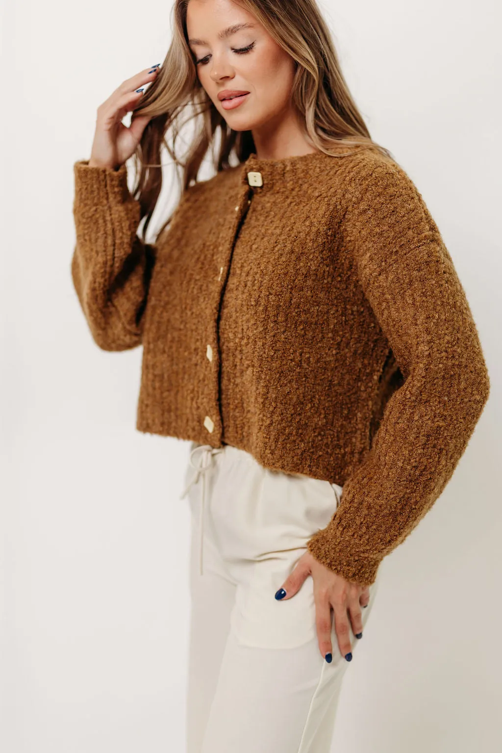 Samara Plush Cardigan Top in Dark Mustard Home Casual Zero Waste Knitting