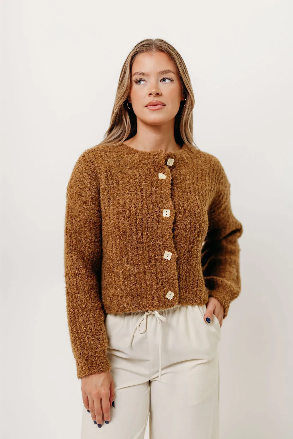 Samara Plush Cardigan Top in Dark Mustard Sustainable Dye Process