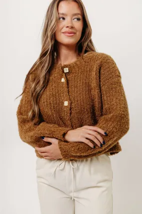 Chill Proof Samara Plush Cardigan Top in Dark Mustard