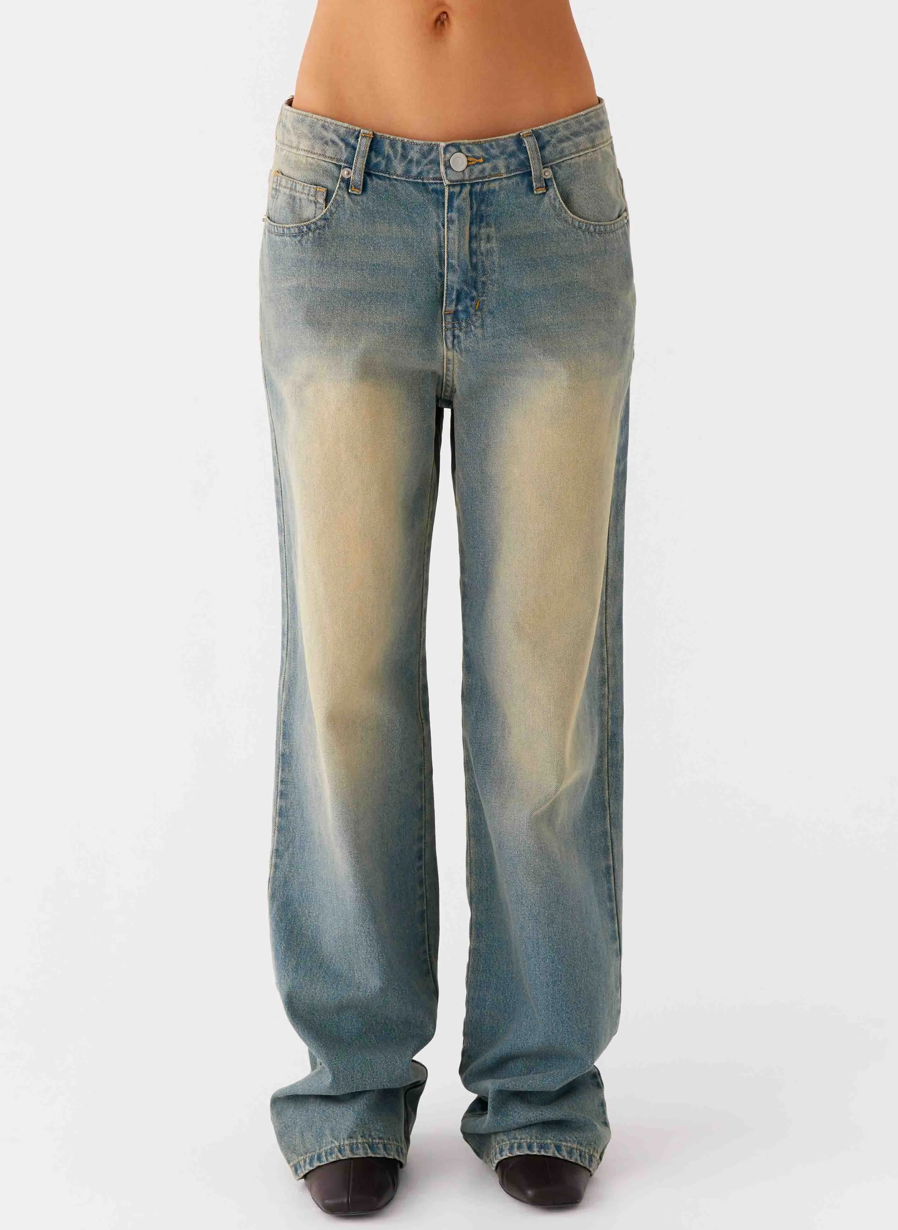 Office Casual San Diego Straight Leg Jeans - Blue Wash