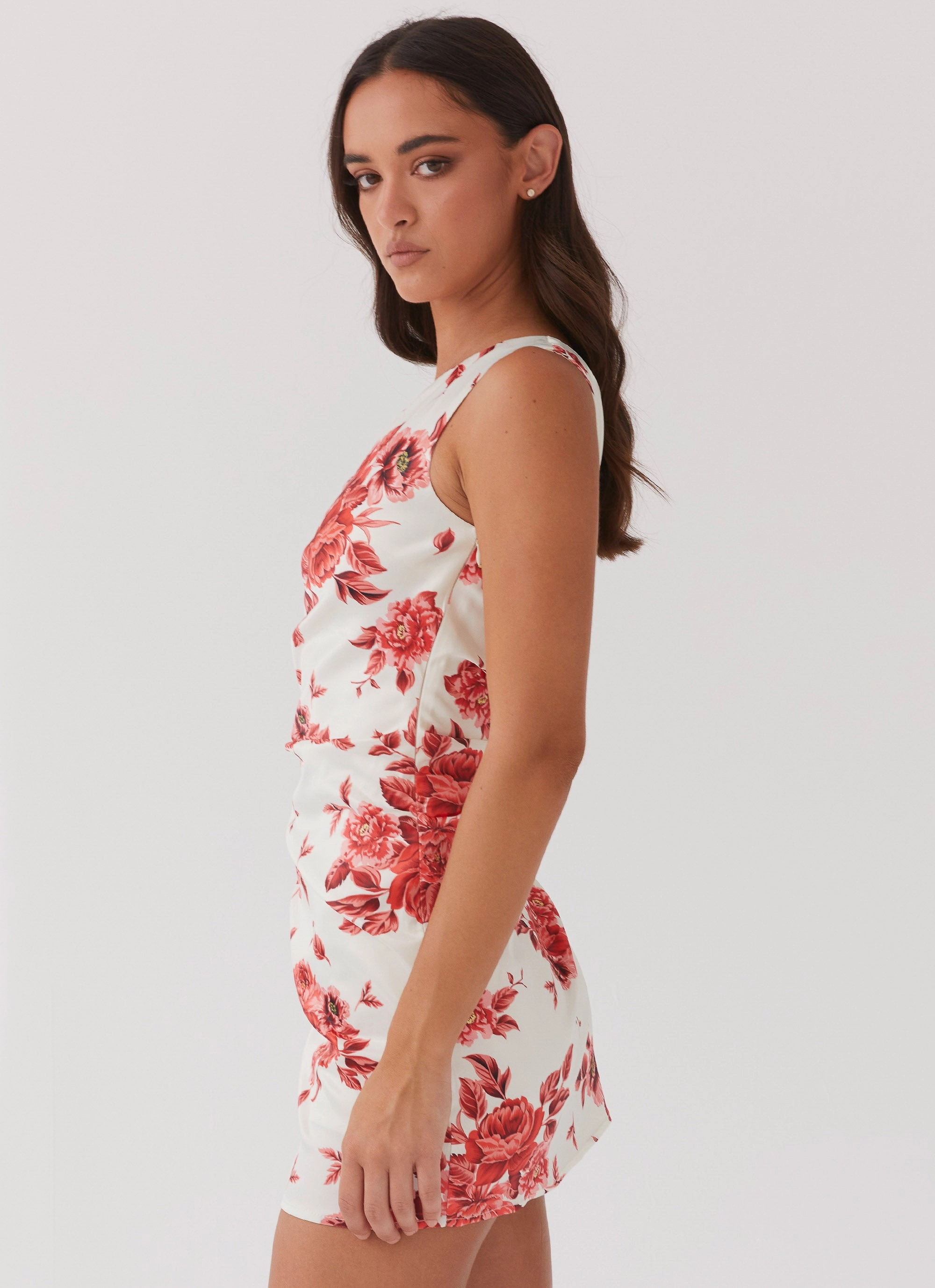 Sovere Satin Mini Dress - Rosa Floria Sleek and Simple Modern Motion