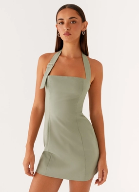 Recycled-Material Bianca Halter Dress - Sage