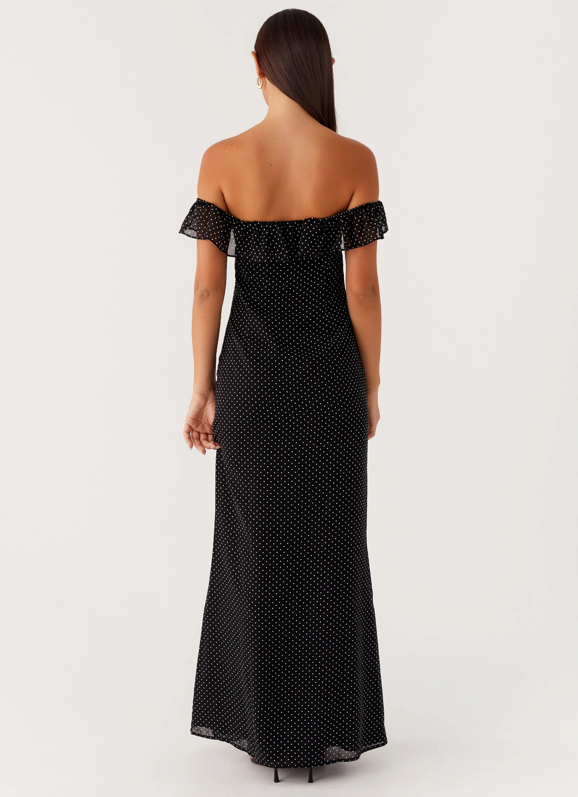 Scarlet Cherry Maxi Dress - Black Polka Dot Work Ease