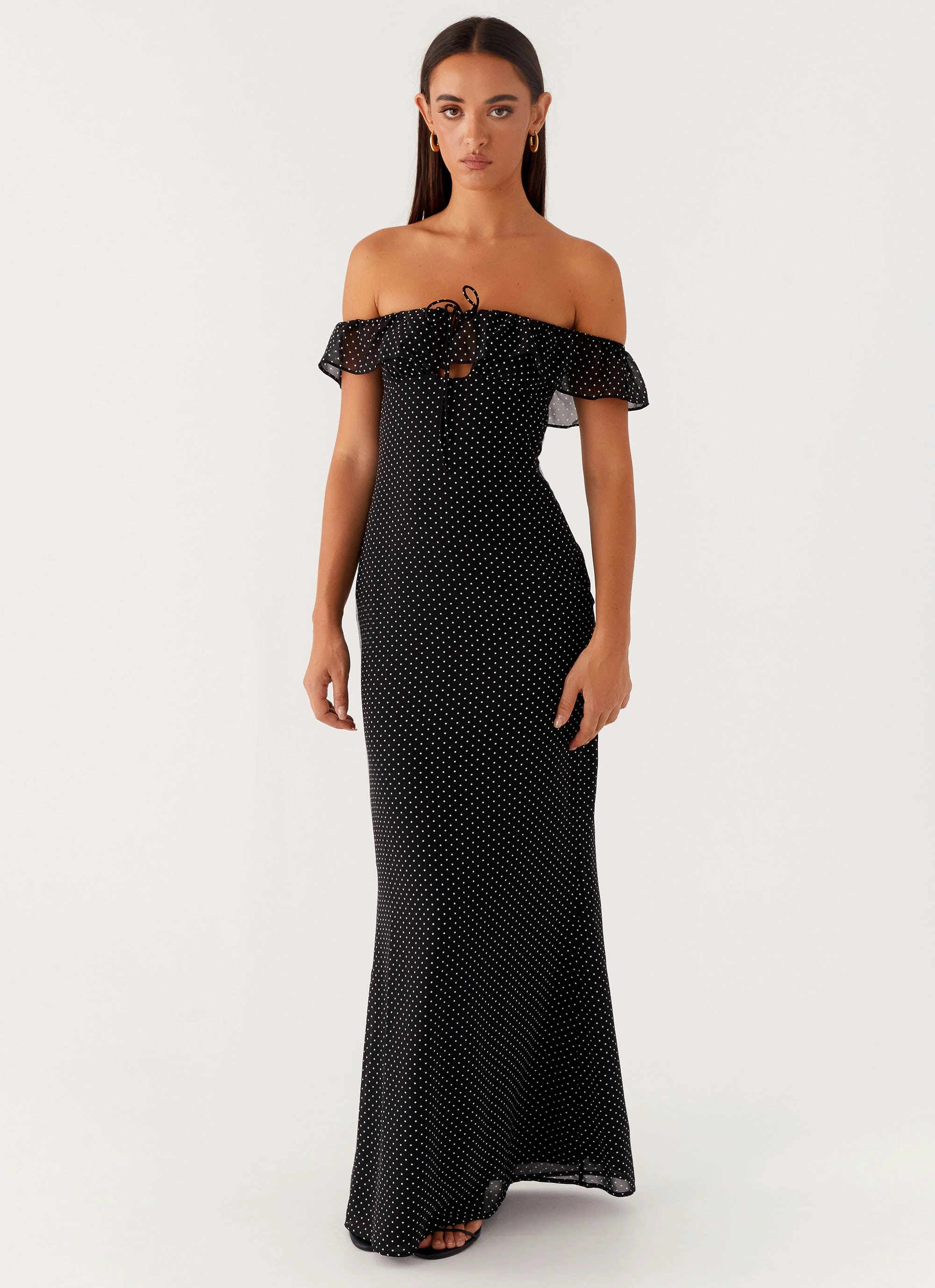 Scarlet Cherry Maxi Dress - Black Polka Dot Luxe style