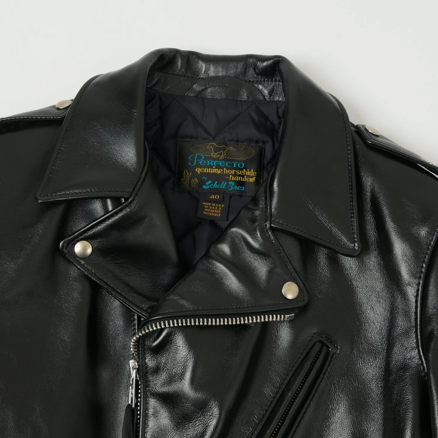 Schott NYC 'Perfecto' Horsehide Leather Motorcycle Jacket - Black Checked