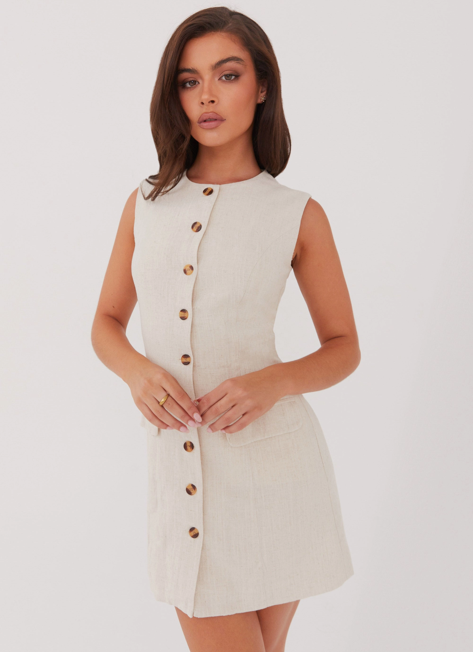 Light Comfort Castello Fiore Linen Mini Dress - Oatmeal