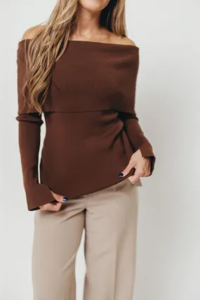 All Time Winter Travel Ana Off-Shoulder Knit Top in Espresso