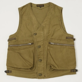 Freewheelers & Co 'Speed Engineer' Sleeveless Coat - Khaki Counter - measure - ready