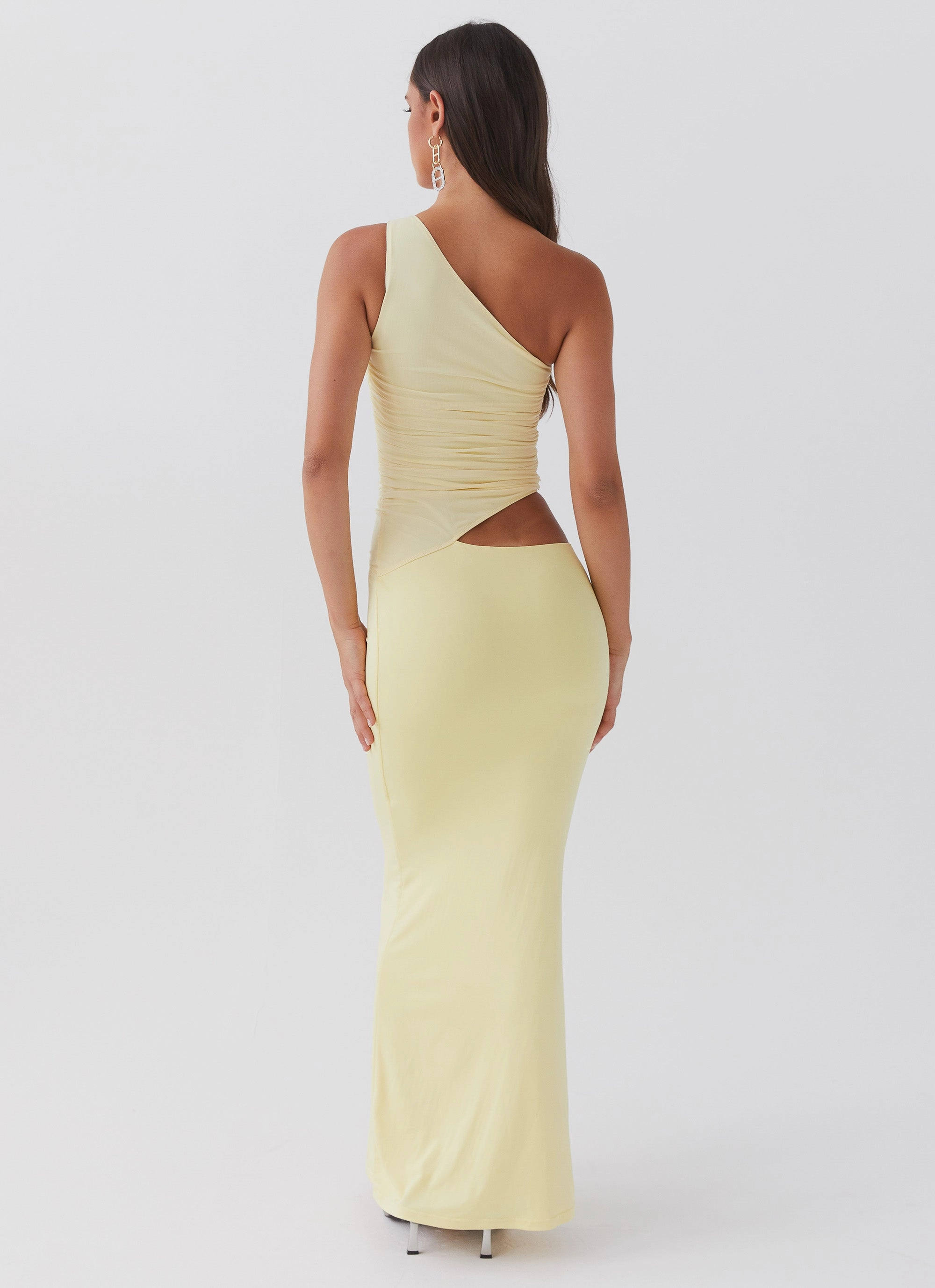 Natural Tones Seranella One Shoulder Maxi Dress - Lemon