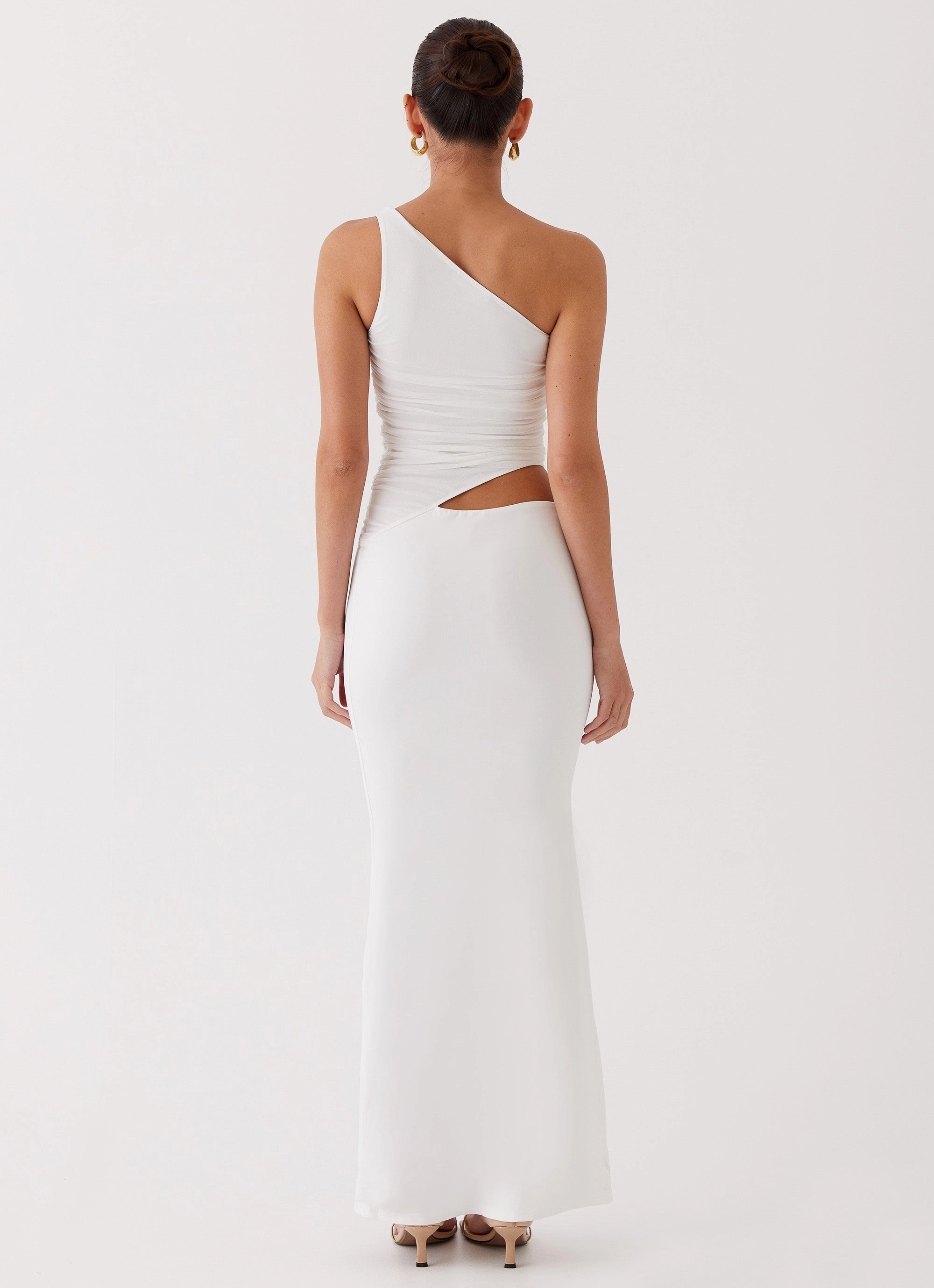 Seranella One Shoulder Maxi Dress - White All weather