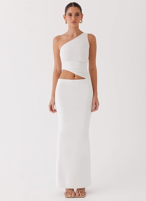 Seranella One Shoulder Maxi Dress - White Versatile Layer