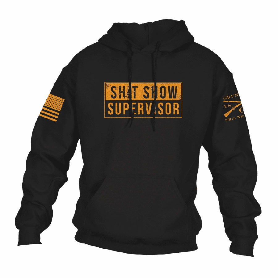 Modern Bold Sh*t Show Supervisor Hoodie - Black