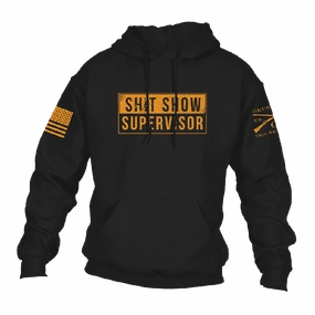 Modern Bold Sh*t Show Supervisor Hoodie - Black