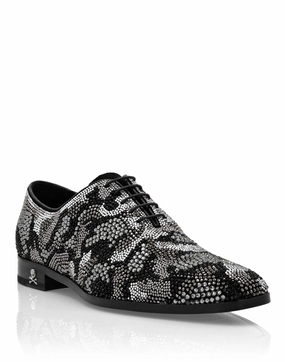 Strass Lace Up Shoes Camouflage Textured Finish City Dweller